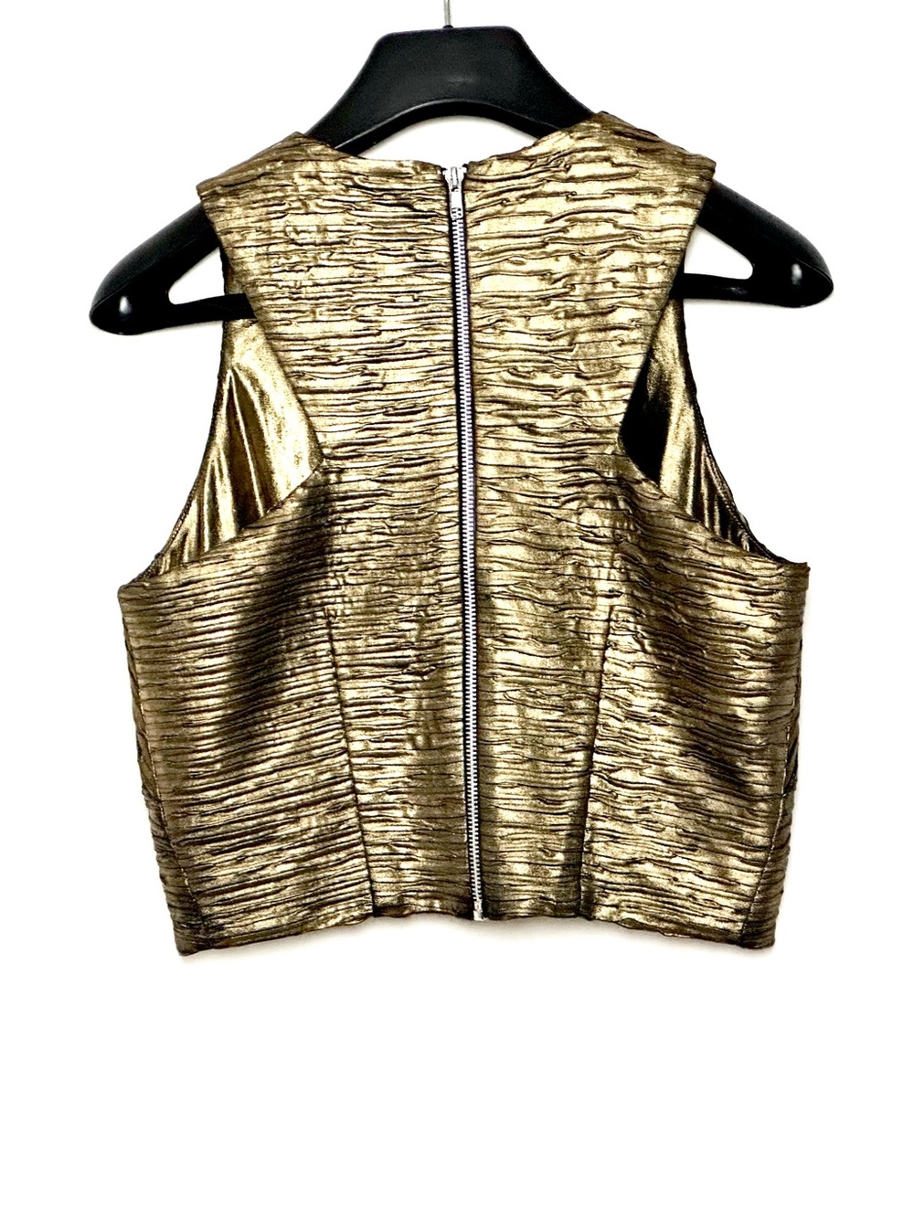 Torn by Ronny Kobo Metallic Gold Bronze Sleeveless Top w/Back Zip Size Large - Picture 2 of 8
